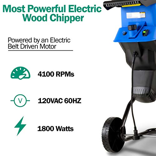 Landworks Wood Chipper Shredder Electric with Hopper Attachment Li...