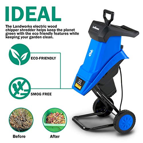 Landworks Wood Chipper Shredder Electric with Hopper Attachment Li...