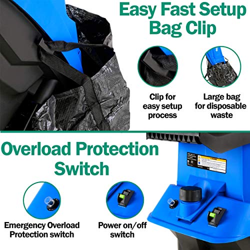 Landworks Wood Chipper Shredder Electric with Hopper Attachment Li...