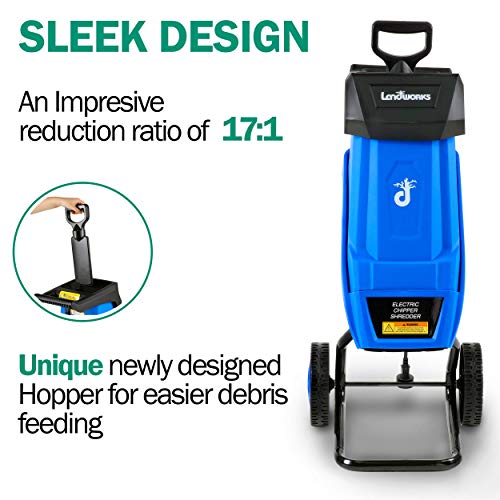 Landworks Wood Chipper Shredder Electric with Hopper Attachment Li...