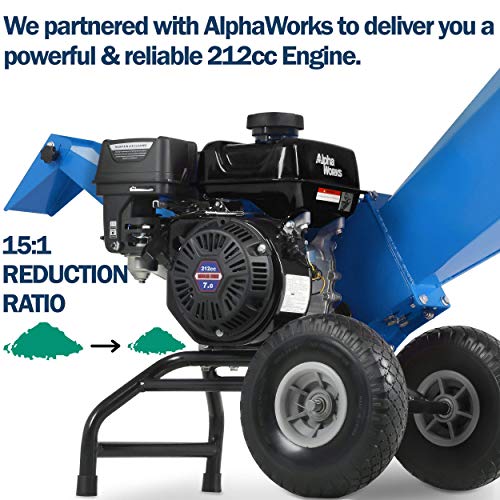 Landworks Wood Chipper Shredder Mulcher Heavy Duty Compact Rotor A...