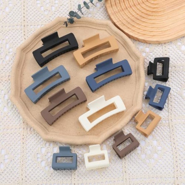 12 Pack Hair Clips，Large Rectangle Hair Clips For Women4in），Me...