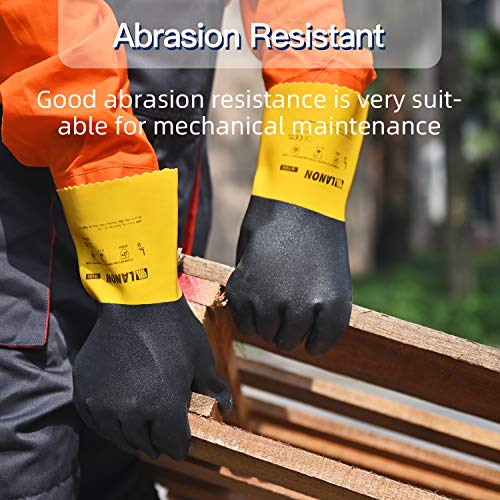 LANON 3 Pairs PVC Coated Chemical Resistant Gloves, Reusable Heavy...