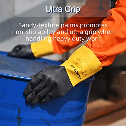 LANON 3 Pairs PVC Coated Chemical Resistant Gloves, Reusable Heavy...