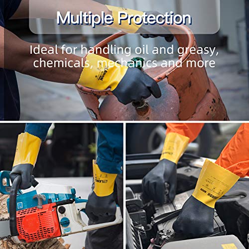 LANON 3 Pairs PVC Coated Chemical Resistant Gloves, Reusable Heavy...