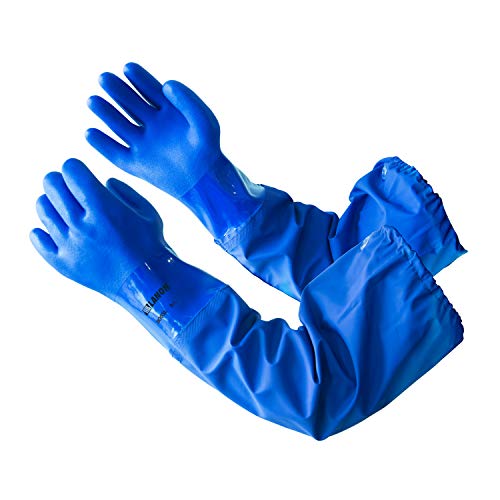 LANON PVC Coated Chemical Resistant Gloves, Reusable Heavy Duty Sa...