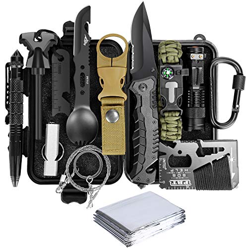 Lanqi Gifts for Men, Emergency Survival kit 14 in 1, Survival Gear...