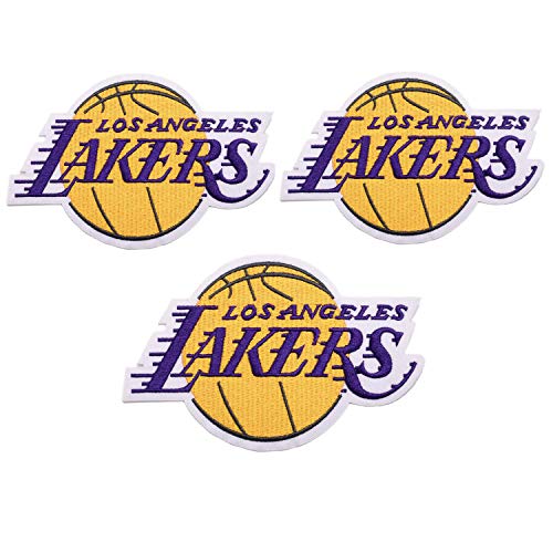 3 Pieces NBA Team Logo Patches Lakers Sew On/Iron On Basketball Lo...