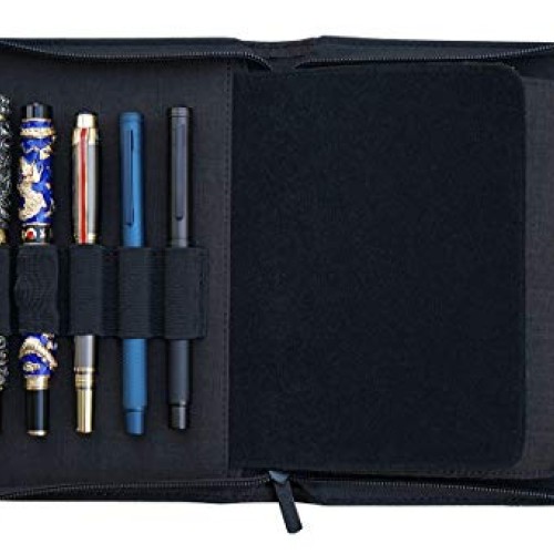 10 Slots Fountain Pen Case Black, Waterproof Canvas Pen Holder Dis...