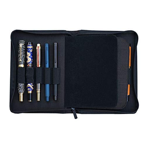 10 Slots Fountain Pen Case Black, Waterproof Canvas Pen Holder Dis...