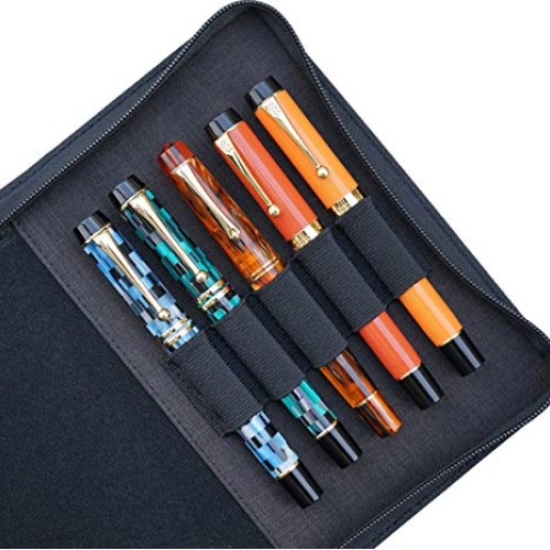 10 Slots Fountain Pen Case Black, Waterproof Canvas Pen Holder Dis...