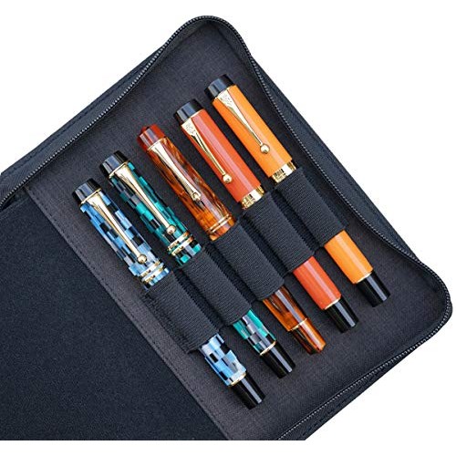 10 Slots Fountain Pen Case Black, Waterproof Canvas Pen Holder Dis...