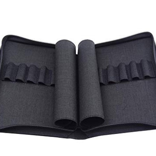 10 Slots Fountain Pen Case Black, Waterproof Canvas Pen Holder Dis...