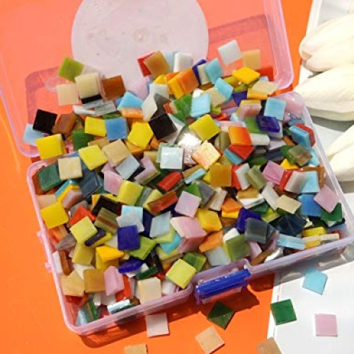 Lanyani 800 Pieces Mosaic Tiles Stained Glass - Assorted Colors fo...