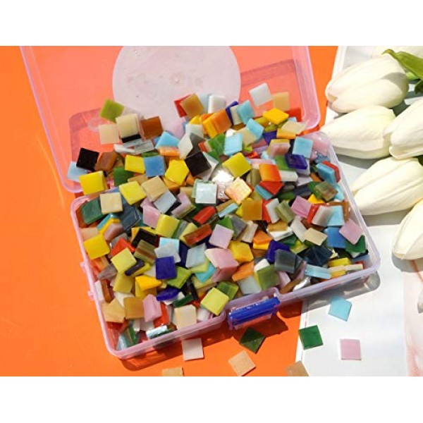 Lanyani 800 Pieces Mosaic Tiles Stained Glass - Assorted Colors fo...