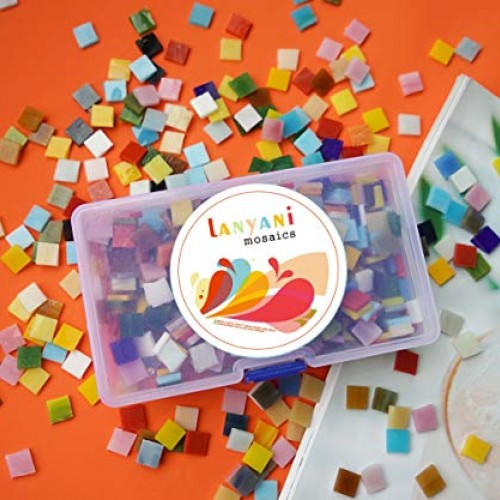 Lanyani 800 Pieces Mosaic Tiles Stained Glass - Assorted Colors fo...