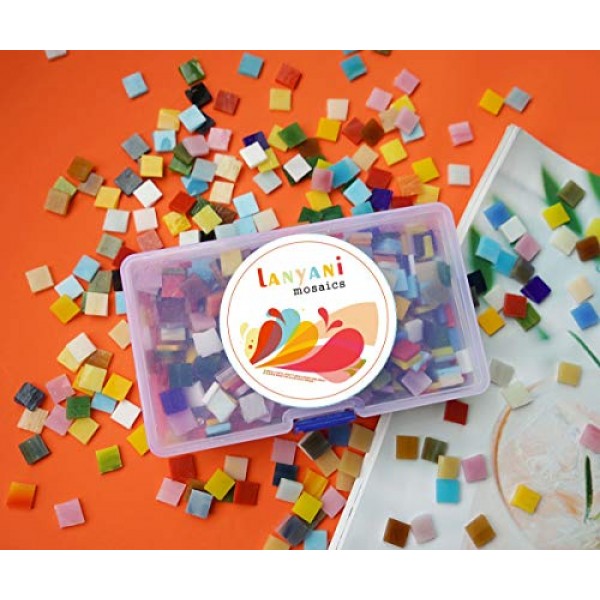 Lanyani 800 Pieces Mosaic Tiles Stained Glass - Assorted Colors fo...