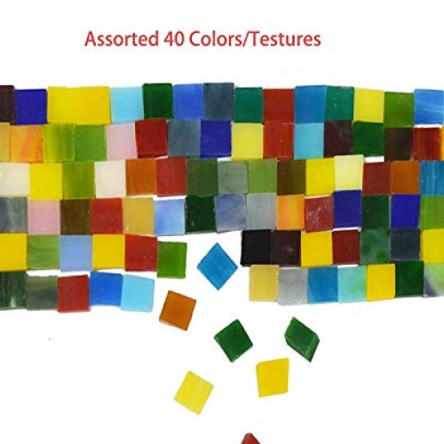 Lanyani 800 Pieces Mosaic Tiles Stained Glass - Assorted Colors fo...