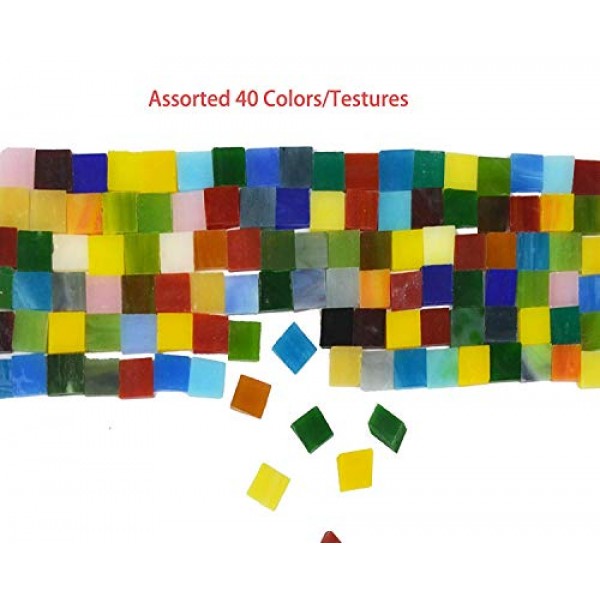 Lanyani 800 Pieces Mosaic Tiles Stained Glass - Assorted Colors fo...