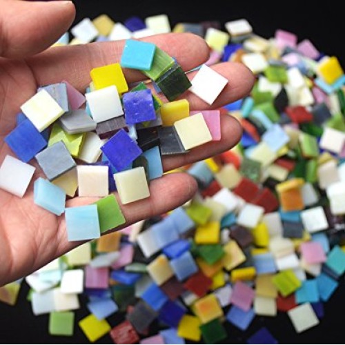 Lanyani 800 Pieces Mosaic Tiles Stained Glass - Assorted Colors fo...