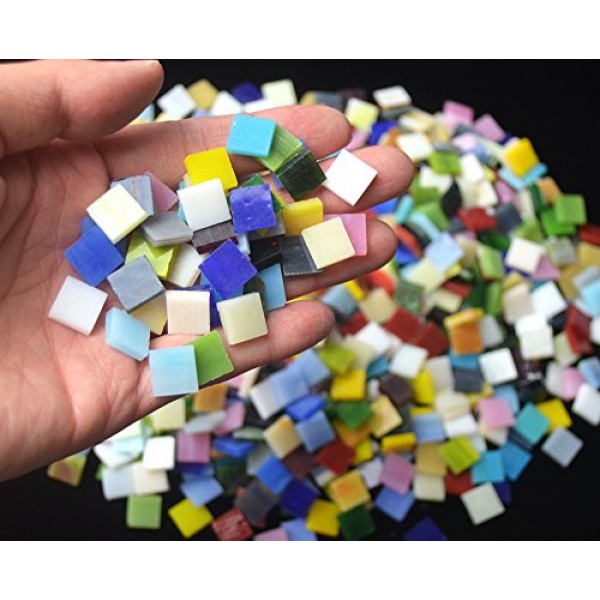 Lanyani 800 Pieces Mosaic Tiles Stained Glass - Assorted Colors fo...