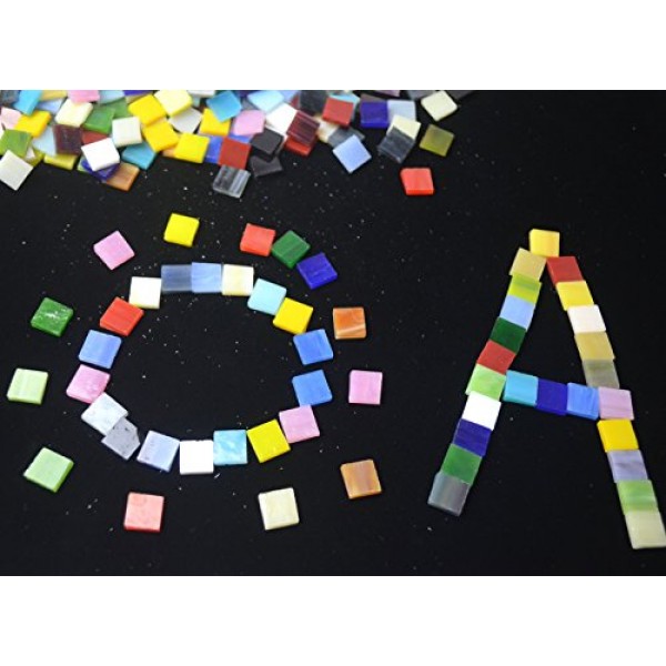 Lanyani 800 Pieces Mosaic Tiles Stained Glass - Assorted Colors fo...