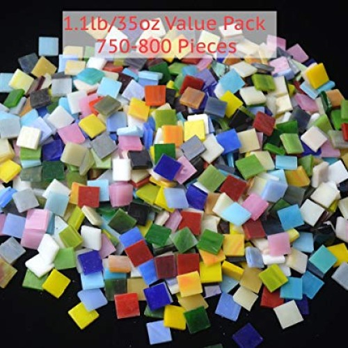 Lanyani 800 Pieces Mosaic Tiles Stained Glass - Assorted Colors fo...