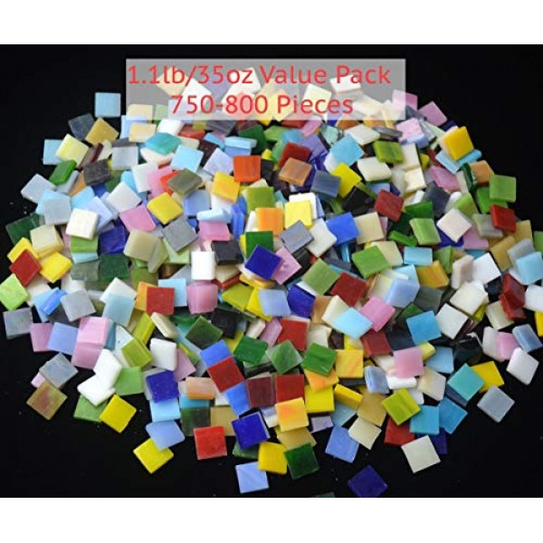 Lanyani 800 Pieces Mosaic Tiles Stained Glass - Assorted Colors fo...