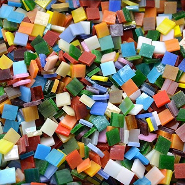 Lanyani 800 Pieces Mosaic Tiles Stained Glass - Assorted Colors fo...