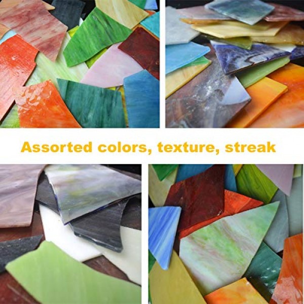 Lanyani Glass Mosaics Pieces Stained Glass, Assorted Colors and Sh...