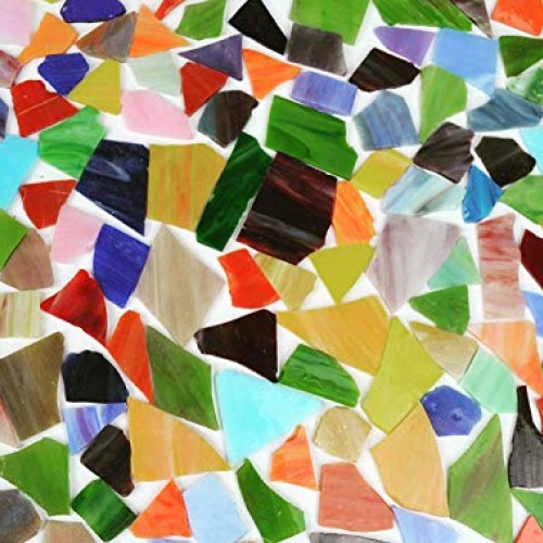 Lanyani Glass Mosaics Pieces Stained Glass, Assorted Colors and Sh...