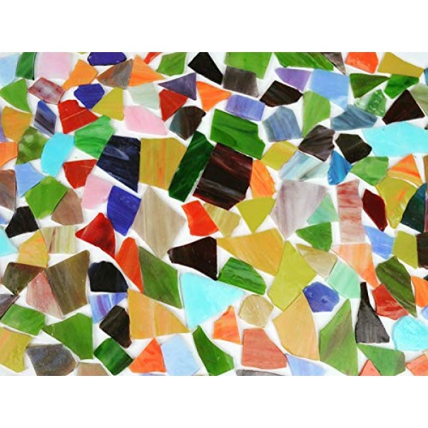 Lanyani Glass Mosaics Pieces Stained Glass, Assorted Colors and Sh...