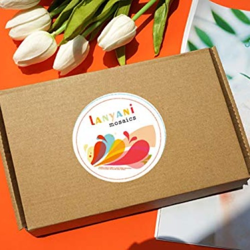 Lanyani Glass Mosaics Pieces Stained Glass, Assorted Colors and Sh...