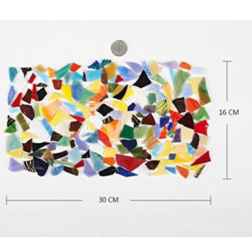 Lanyani Glass Mosaics Pieces Stained Glass, Assorted Colors and Sh...