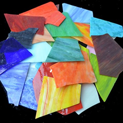Lanyani Glass Mosaics Pieces Stained Glass, Assorted Colors and Sh...