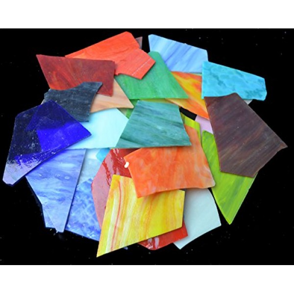 Lanyani Glass Mosaics Pieces Stained Glass, Assorted Colors and Sh...