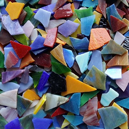 Lanyani Glass Mosaics Pieces Stained Glass, Assorted Colors and Sh...