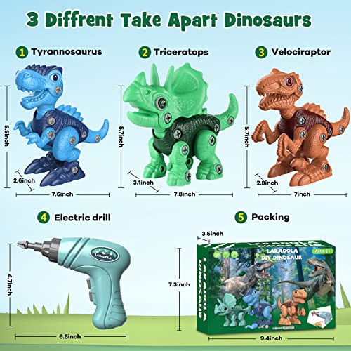 Laradola Dinosaur Toys for 3 4 5 6 7 8 Year Old Boys, Take Apart D...