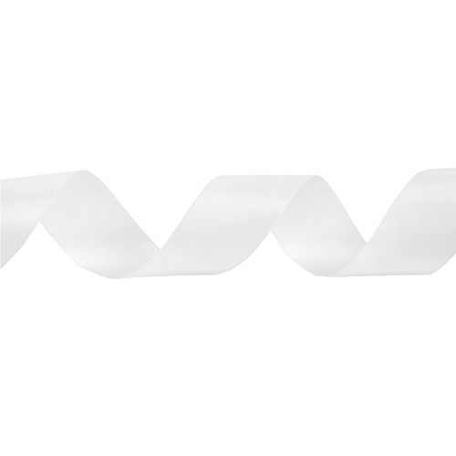 LaRibbons 1 inch Wide Double Face Satin Ribbon - 25 Yard 029-White