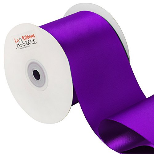 LaRibbons Double Face Satin Ribbon Roll, 3 inch Wide, Purple, 25 Y...