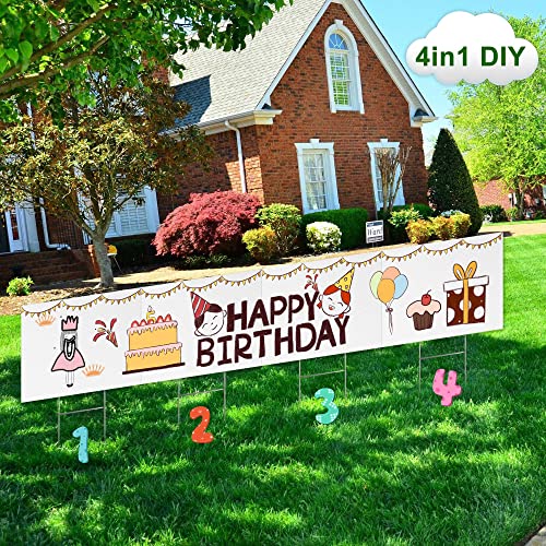 Blank Yard Signs With Stakes, 4 Pack 18 x 12 Inches White Plastic ...