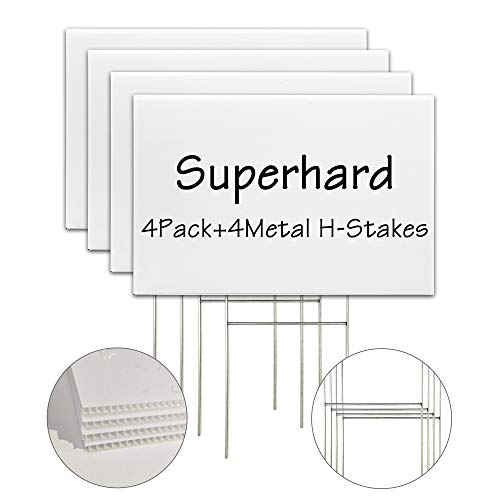 Blank Yard Signs With Stakes, 4 Pack 18 x 12 Inches White Plastic ...