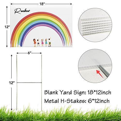LARREEDE Blank Yard Signs with Stakes, 2 Pack 18 x 12 Inches White...