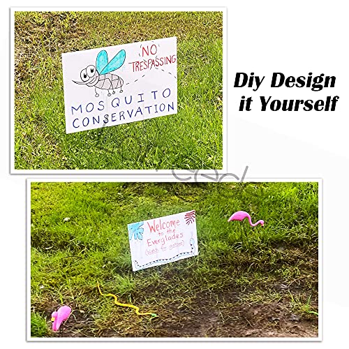 LARREEDE Blank Yard Signs with Stakes, 2 Pack 18 x 12 Inches White...