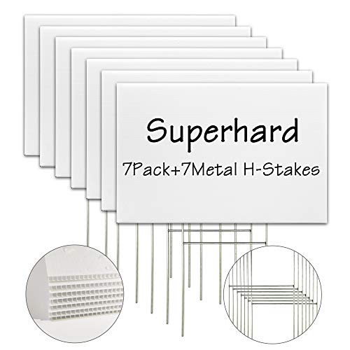 LARREEDE Blank Yard Signs with Stakes, 7 Pack 18 x 12 Inches White...