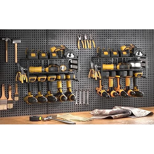 Power Tool Organizer Wall Mount, 5 Slot Cordless Drill Holder Batt...