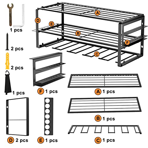 Power Tool Organizer Wall Mount, 5 Slot Cordless Drill Holder Batt...