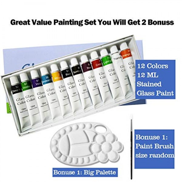 Lasten Stained Glass Paint with Palette, Glass Painting Kit - Import It All