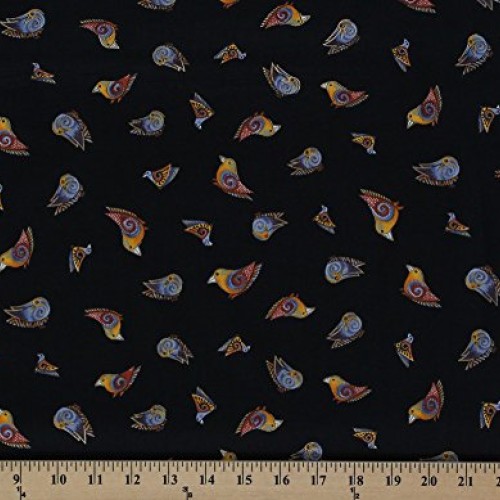 Laurel Burch Cotton Black Birds Animals Cotton Fabric Print by The...