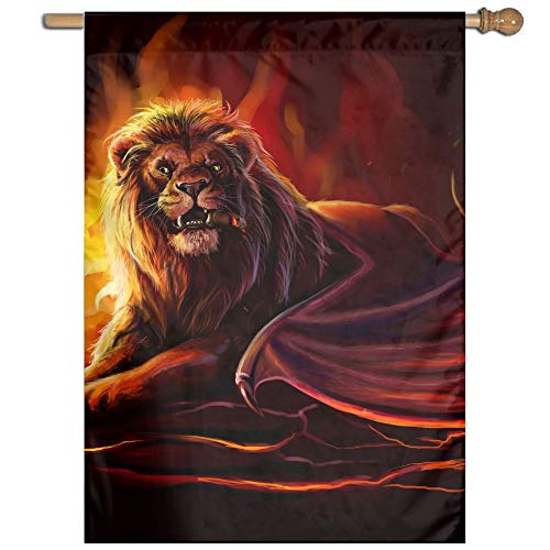Garden Flag Fire Lion Artwork Lawn Banner Outdoor Yard Home Flag W...